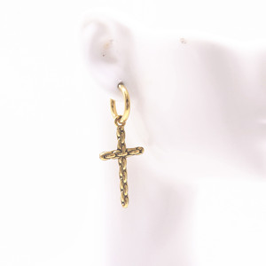 yunnique Cross <b>Earrings</b> Gold Titanium Steel Clip On Unisex Everyday Wear Geometric Design - Product Image 3