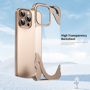 2025 luxo golfinho padrão alumínio metal caixa de telefone sem aro para iPhone 16 15 Pro Max 16 Pro Clear PC tampa traseira - Product Image 6