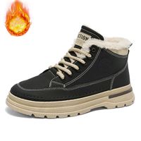 Bottes d'hiver en fourrure pour homme, bottes de neige tendance, chaussures en coton épais et chaudes, chaussures en mesh, bottes courtes décontractées