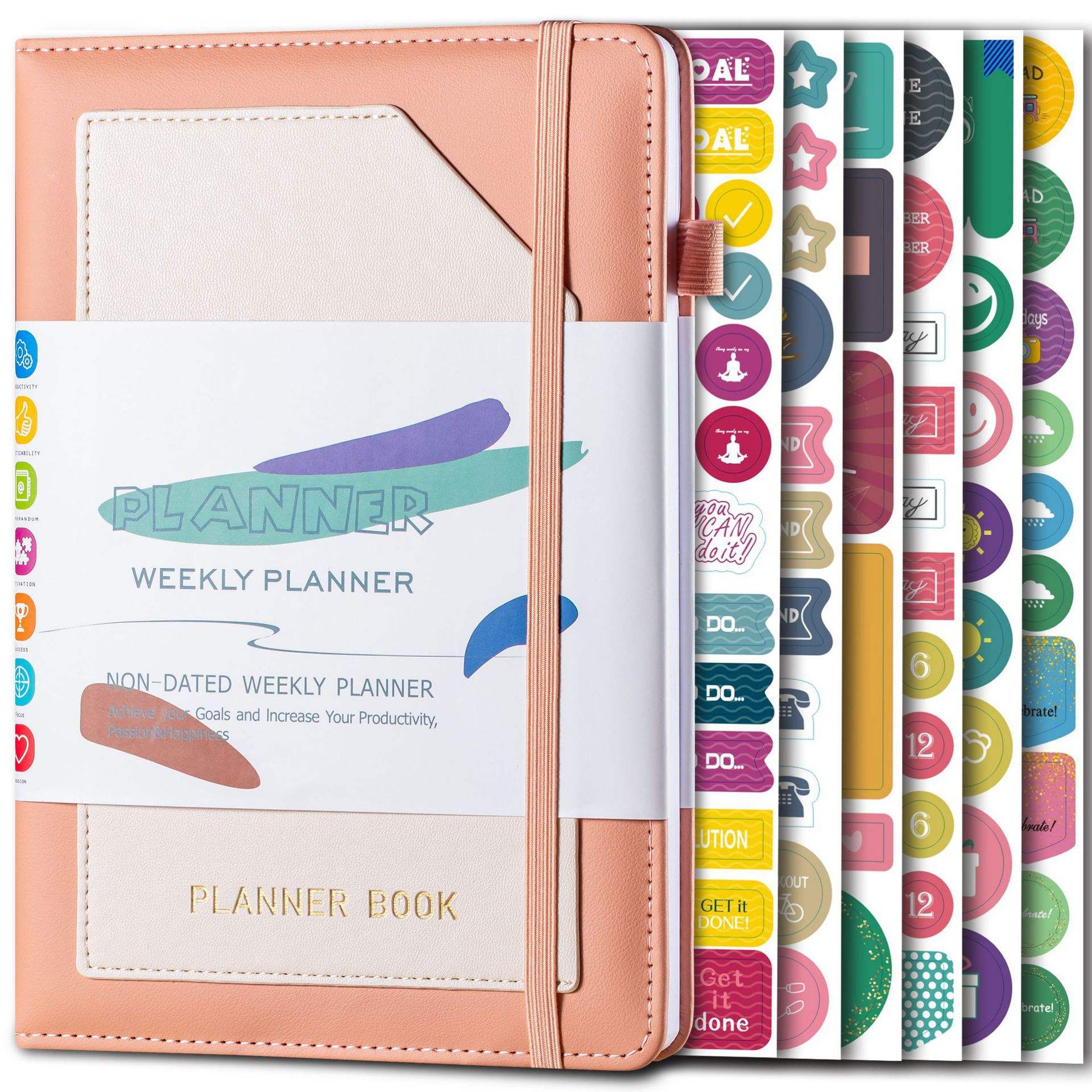 Carnet de plans de poche-rose-6 autocollants de plans