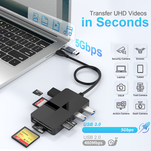 Đầu đọc thẻ USB tốc độ cao 8 trong 1 đầu đọc thẻ CF di động nhỏ gọn với cài đặt bên ngoài cho máy tính xách tay và máy tính xách tay - Product Image 4