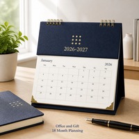 Calendario da Scrivania Personalizzato OEM ODM con Basso MOQ da 1 Pezzo, Regalo Aziendale, Formato A5, 18 Mesi 2026-2027, Rilegatura a Spirale Dorata
