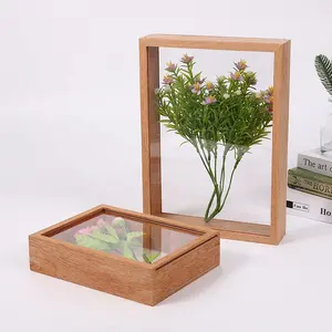 우드 아트 3D 그림자 상자 나무 그림자 상자 프레임 도매 이중 유리 플라스틱 패키지 캔버스 인쇄를위한 나무 프레임