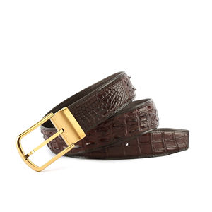 Ceinture en cuir véritable pour homme de haute qualité, classique, vintage, avec boucle à ardillon, en cuir de crocodile, sangle de luxe - Product Image 6