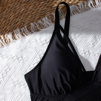 Maillot de bain deux pièces style jupe noire grande taille pour femme, maillot de bain de plage conservateur, vente en gros