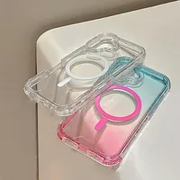 Coque de téléphone hybride magnétique 3-en-1 transparente en TPU et PC antichoc avec trou pour cordon pour iPhone 17 16 15 14 13 12 11 Pro Max