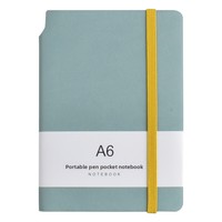 Carnet de notes mini A6 avec sangle et porte-stylo, en cuir PU, portable, format poche, 100 feuilles, style japonais et coréen