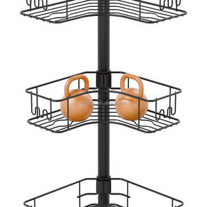 WIREKING Scaffale Angolare per <span class=keywords><strong>Doccia</strong></span> a 4 Livelli, Regolabile da 43-114 Pollici, con Cestini Portaoggetti, <span class=keywords><strong>Portasapone</strong></span> e Ganci, Organizzatore per Bagno - Product Image 3