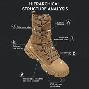 Bottes de randonnée imperméables, sécurité en plein air, cuir tactique noir, vente en gros, bottes de sport tactiques, bottes de montagne - Product Image 3