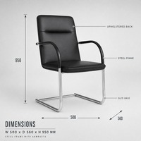 Chaise de bureau exécutive moderne en cuir avec accoudoirs fixes et base métallique pour conférence et bureau à domicile