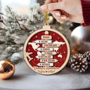 Regalo de Navidad de Pafu, adorno de aventura de viaje personalizado, adorno de destino de viaje personalizado, regalo de viaje para parejas - Product Image 4