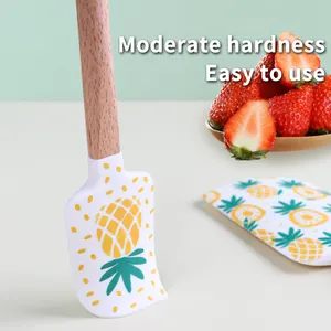 Custom Food Grade Silicone Spatula Printed With Fruits For Baking Pastry Tools Wholesale