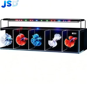 JSD YEE Betta Visbak, 19,69 inch, 2,5 <span class=keywords><strong>gallon</strong></span> ultra helder glazen <span class=keywords><strong>aquarium</strong></span>, WRGB LED verlichting, stille achterfilter, bureau-model - Product Image 1