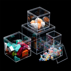 Clear Acrylic Jewelry Box Transparent Square Candy Gift Box Dessert Tiramisu <strong>Container</strong> <strong>Plastic</strong> Packaging Storage Box <strong>Lid</strong> - Product Image 1