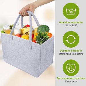 Bolsa de Compras Plegable de Fieltro, Grande, Negra y Gris Claro, para Almacenamiento y Compras - Product Image 3