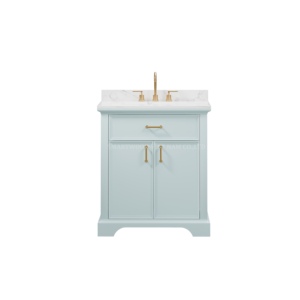 Meuble-lavabo moderne autoportant en bois massif et contreplaqué, laqué PU, 30/36 pouces, étanche, avec miroir mural et vasque en porcelaine - Product Image 5