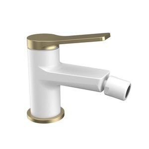 Mezclador de bidé KAMALU de color blanco con palanca de bronce y acabado de latón para uso en el baño, de color blanco, DE, para uso en el baño - Product Image 1