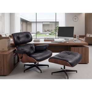 Sillón y Otomana de Cuero de Primera Calidad Estilo Vintage para Salas de Estar, Áreas de Recepción y Oficinas Ejecutivas - Product Image 1