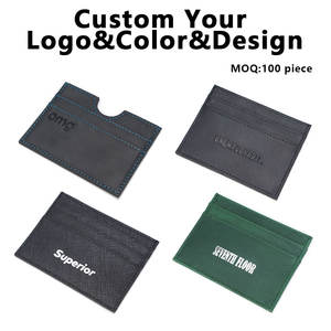 男性 RFID 块定制标志复古疯马真正的牛皮迷你信用卡持卡人持卡人钱包 OEM - Product Image 2