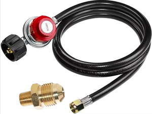 Regulador de propano de alta presión ajustable de 20 PSI con manguera, manguera reguladora de parrilla de <span class=keywords><strong>Gas</strong></span> LP con accesorio de tubería 1/8 MNPT para QCC1 - Product Image 3