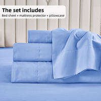 Ensemble de literie 4 pièces en polyester brossé couleur unie 85G avec drap plat, drap-housse et taies d'oreiller, fabricant OEM en gros