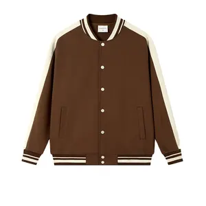 Grosir jaket Universitas kosong 380gsm jaket bisbol logo kustom mantel sweatshirt terry Perancis pasangan Preppy