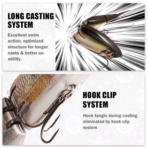 B&U JT42 190mm 48.8g Esca Galleggiante Topwater S-Glide Swimbait con Clip per Amo a Lancio Lungo, Stampa 3D Effetto Pelle Viva, per la Pesca di Spigola e Luccio - Product Image 4