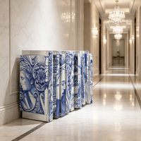 Console de luxe peinte à la main, meuble de hall moderne de designer pour villa, manoir, hall d'hôtel et mobilier de projet