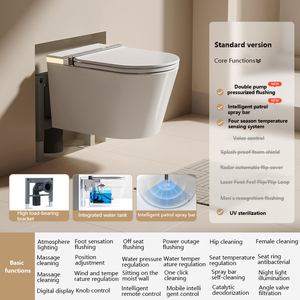 Hotel Ceramic Wc Intelligent Toilet Wall Hanging <strong>Commode</strong> Rimless Wall Mount Toilet Seat Tornado Flushing Smart Toilet Set - Product Image 4