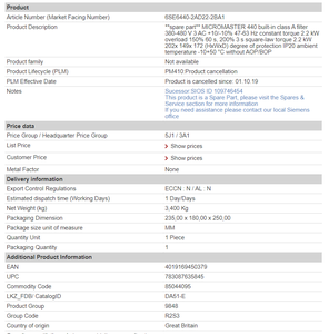 Barato 1 año de garantía MICROMASTER 440 <span class=keywords><strong>6SE6440</strong></span> con filtro Drive VFD <span class=keywords><strong>6SE6440</strong></span>-<span class=keywords><strong>2AD22</strong></span>-<span class=keywords><strong>2BA1</strong></span> - Product Image 2
