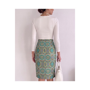 Falda midi tipo lápiz con cintura elástica y abertura frontal para mujer, talla estándar SML, 70 cm de largo - Product Image 3