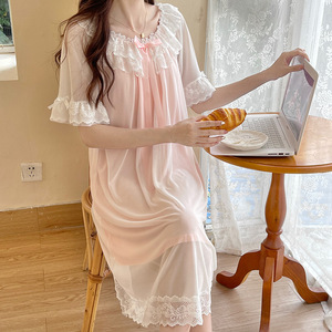 <span class=keywords><strong>Camicia</strong></span> <span class=keywords><strong>da</strong></span> <span class=keywords><strong>Notte</strong></span> in Cotone 2025 <span class=keywords><strong>da</strong></span> Donna Estiva a <span class=keywords><strong>Maniche</strong></span> <span class=keywords><strong>Corte</strong></span>, Nuovo Stile Pure Desire, Sexy con Pizzo e Rete, Imbottitura Reggiseno, Collo Tondo, Rosa 8822-1 - Product Image 2