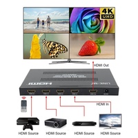 Divisor HDMI 4x1 4K Multi-Viewer con Pantalla Cuádruple, Conmutador de Audio con Control Remoto IR