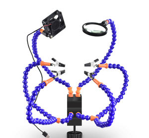 Lupa 3x con Lámpara y Ventilador, 6 Brazos Articulados, Clip <span class=keywords><strong>Auxiliar</strong></span> para Soldadura y Mantenimiento, Base con Clips - Product Image 4