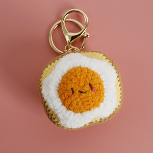 Kawaii Bread Crochet Keychain Handmade Knit Breakfast Toast Key Chain Knitted Charms Keyring Handbag Pendant Fried Egg Key <b>Rings</b> - Product Image 6