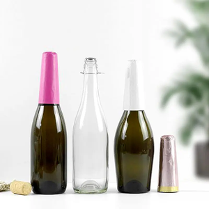 Bouteille en verre de vin étincelant vide de 750ml, bouteille de champagne en verre <span class=keywords><strong>vert</strong></span> clair avec bouchon en fil - Product Image 2