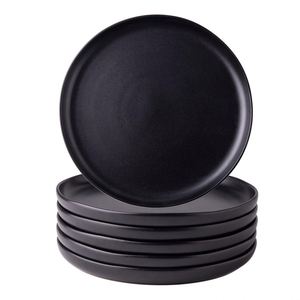Wholesale Eco-Friendly Country Style Matt Black <b>Ceramic</b> Stoneware Dinner <b>Plates</b> Set 10.5" 8" Solid Pattern Customized Logo for - Product Image 1