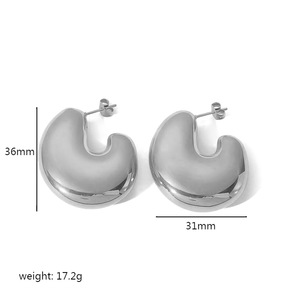 Pendientes Geométricos Tipo Huggie de Acero Inoxidable con Baño de Oro de 18K, Diseño Hueco de Burbuja, para Mujer, Joyería de Moda para Fiestas - Product Image 4