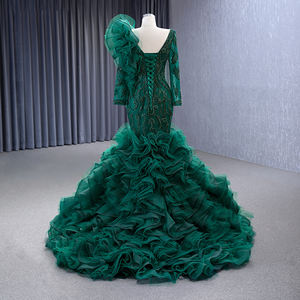 Jancember 222146 Vestidos formales de fiesta de noche fruncidos con cordones verdes elegantes - Product Image 4