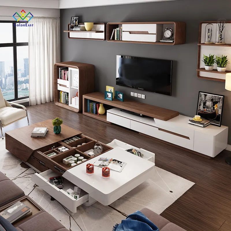 New product living room cabinet modern wooden frame black TV stand furniture CETS005