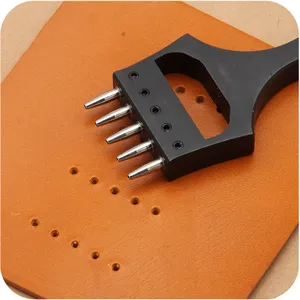 Multi-specification Leather Strap Round Punch Chisel Tool Steel 6.5mm Spacing 5 Hole Watch Strap Punching DIY Hand Tools