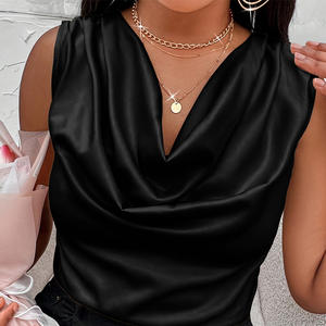 <span class=keywords><strong>Chaleco</strong></span> de Satén Elegante para <span class=keywords><strong>Mujer</strong></span>, Cuello Alto, Sin Mangas, Ajustado, Ligero, Estilo Maduro, Verano, Venta al Por Mayor, Personalizable, Alta Calidad - Product Image 6