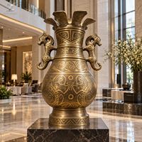 Vase Sculpté en Bronze Antique, Statue Urne Ancienne Faite sur Mesure par Coulée à la Cire Perdue, Art Décoratif Durable pour Hall d'Hôtel, Galerie, Salle de Réception