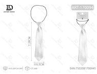 Cravatta Elastica Lucida 6.5*28cm Bianca in Raso Tinta Unita Accessorio per Feste - Product Image 3