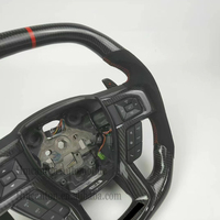 Volant de voiture en cuir de style sportif avec surpiqûres blanches, en fibre de carbone personnalisée en usine pour Ford Raptor F15