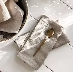 Taplak Meja Linen Serbet Meja Kustom Set Linen Katun untuk Pesta Pernikahan Restoran Taplak Meja Linen Katun