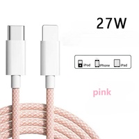 Vente directe d'usine 20W câble de données tressé à charge rapide pour iPhone câble coloré Durable 1M 2M pour iPhone