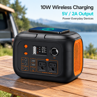 Station d'alimentation portable LiFePO4 224Wh 300W, alimentation 70000mAh AC DC USB-C, charge sans fil 10W, LED pour usage extérieur et de secours