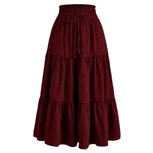 Falda Larga Maxi Vintage con Estampado Floral, Cintura Alta Elástica y Plisada, Fluida de Corte A, para Niña Pequeña, Otoño 2025, Atuendos Boho para Mujer - Product Image 1