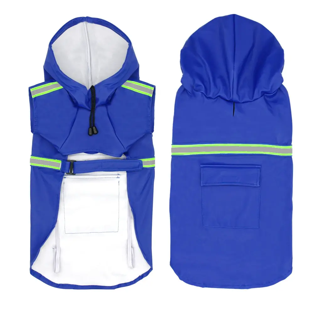 Wholesale Custom Dog Raincoat Large Hooded Waterproof Pet Dog Raincoat With Reflective Design